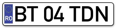 Placuta inmatriculare numar auto  BT-04-TDN, BT 04 TDN, BT04TDN