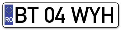 Placuta inmatriculare numar auto  BT-04-WYH, BT 04 WYH, BT04WYH