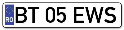 Placuta inmatriculare numar auto  BT-05-EWS, BT 05 EWS, BT05EWS