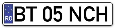 Placuta inmatriculare numar auto  BT-05-NCH, BT 05 NCH, BT05NCH
