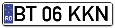 Placuta inmatriculare numar auto  BT-06-KKN, BT 06 KKN, BT06KKN