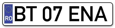 Placuta inmatriculare numar auto  BT-07-ENA, BT 07 ENA, BT07ENA