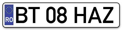 Placuta inmatriculare numar auto  BT-08-HAZ, BT 08 HAZ, BT08HAZ