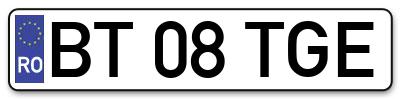 Placuta inmatriculare numar auto  BT-08-TGE, BT 08 TGE, BT08TGE