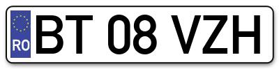 Placuta inmatriculare numar auto  BT-08-VZH, BT 08 VZH, BT08VZH