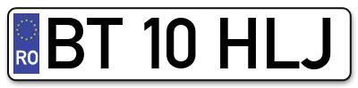 Placuta inmatriculare numar auto  BT-10-HLJ, BT 10 HLJ, BT10HLJ