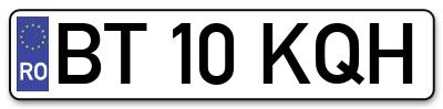 Placuta inmatriculare numar auto  BT-10-KQH, BT 10 KQH, BT10KQH