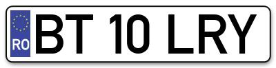 Placuta inmatriculare numar auto  BT-10-LRY, BT 10 LRY, BT10LRY