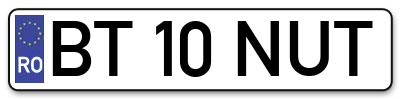 Placuta inmatriculare numar auto  BT-10-NUT, BT 10 NUT, BT10NUT