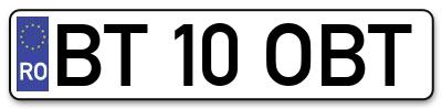 Placuta inmatriculare numar auto  BT-10-OBT, BT 10 OBT, BT10OBT