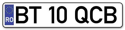 Placuta inmatriculare numar auto  BT-10-QCB, BT 10 QCB, BT10QCB