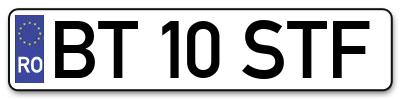 Placuta inmatriculare numar auto  BT-10-STF, BT 10 STF, BT10STF