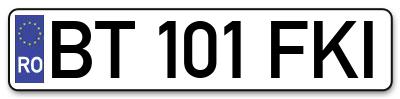 Placuta inmatriculare numar auto  BT-101-FKI, BT 101 FKI, BT101FKI