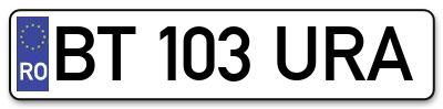 Placuta inmatriculare numar auto  BT-103-URA, BT 103 URA, BT103URA