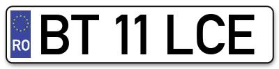 Placuta inmatriculare numar auto  BT-11-LCE, BT 11 LCE, BT11LCE