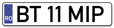 Placuta inmatriculare numar auto  BT-11-MIP, BT 11 MIP, BT11MIP