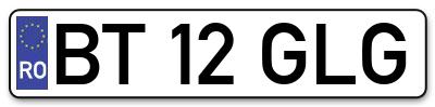 Placuta inmatriculare numar auto  BT-12-GLG, BT 12 GLG, BT12GLG