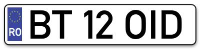 Placuta inmatriculare numar auto  BT-12-OID, BT 12 OID, BT12OID