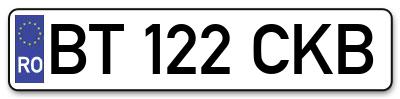 Placuta inmatriculare numar auto  BT-122-CKB, BT 122 CKB, BT122CKB
