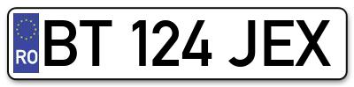 Placuta inmatriculare numar auto  BT-124-JEX, BT 124 JEX, BT124JEX