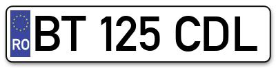 Placuta inmatriculare numar auto  BT-125-CDL, BT 125 CDL, BT125CDL