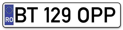 Placuta inmatriculare numar auto  BT-129-OPP, BT 129 OPP, BT129OPP