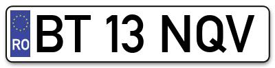 Placuta inmatriculare numar auto  BT-13-NQV, BT 13 NQV, BT13NQV
