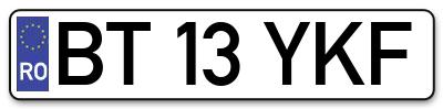 Placuta inmatriculare numar auto  BT-13-YKF, BT 13 YKF, BT13YKF