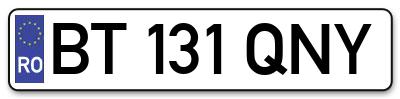 Placuta inmatriculare numar auto  BT-131-QNY, BT 131 QNY, BT131QNY