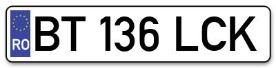 Placuta inmatriculare numar auto  BT-136-LCK, BT 136 LCK, BT136LCK