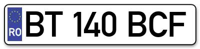Placuta inmatriculare numar auto  BT-140-BCF, BT 140 BCF, BT140BCF