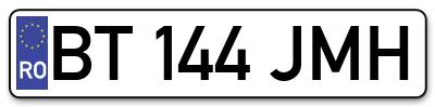 Placuta inmatriculare numar auto  BT-144-JMH, BT 144 JMH, BT144JMH