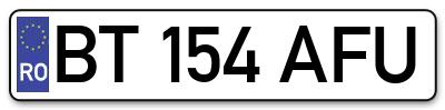 Placuta inmatriculare numar auto  BT-154-AFU, BT 154 AFU, BT154AFU