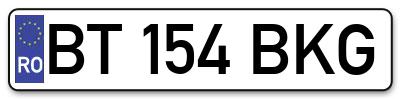 Placuta inmatriculare numar auto  BT-154-BKG, BT 154 BKG, BT154BKG
