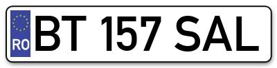 Placuta inmatriculare numar auto  BT-157-SAL, BT 157 SAL, BT157SAL