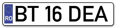 Placuta inmatriculare numar auto  BT-16-DEA, BT 16 DEA, BT16DEA
