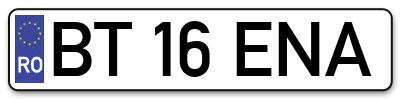 Placuta inmatriculare numar auto  BT-16-ENA, BT 16 ENA, BT16ENA