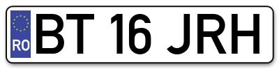 Placuta inmatriculare numar auto  BT-16-JRH, BT 16 JRH, BT16JRH