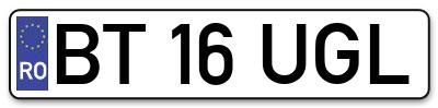 Placuta inmatriculare numar auto  BT-16-UGL, BT 16 UGL, BT16UGL