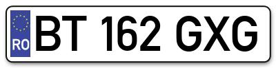 Placuta inmatriculare numar auto  BT-162-GXG, BT 162 GXG, BT162GXG
