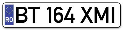 Placuta inmatriculare numar auto  BT-164-XMI, BT 164 XMI, BT164XMI
