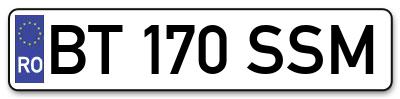 Placuta inmatriculare numar auto  BT-170-SSM, BT 170 SSM, BT170SSM
