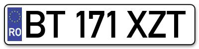 Placuta inmatriculare numar auto  BT-171-XZT, BT 171 XZT, BT171XZT
