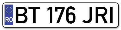 Placuta inmatriculare numar auto  BT-176-JRI, BT 176 JRI, BT176JRI