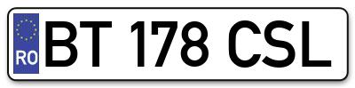 Placuta inmatriculare numar auto  BT-178-CSL, BT 178 CSL, BT178CSL