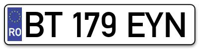 Placuta inmatriculare numar auto  BT-179-EYN, BT 179 EYN, BT179EYN