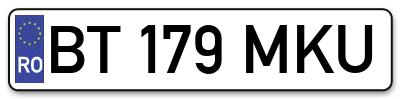 Placuta inmatriculare numar auto  BT-179-MKU, BT 179 MKU, BT179MKU