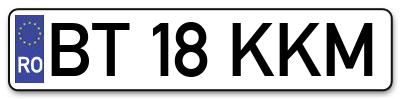 Placuta inmatriculare numar auto  BT-18-KKM, BT 18 KKM, BT18KKM