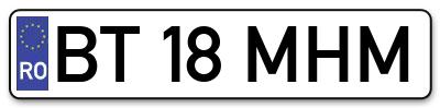 Placuta inmatriculare numar auto  BT-18-MHM, BT 18 MHM, BT18MHM