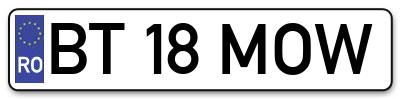 Placuta inmatriculare numar auto  BT-18-MOW, BT 18 MOW, BT18MOW